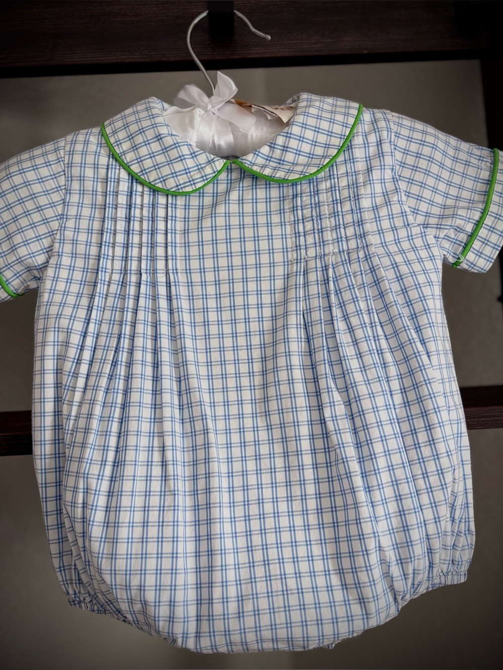 The Beaufort Bonnet Company Blue and Green Plaid Peter Pan Bubble
